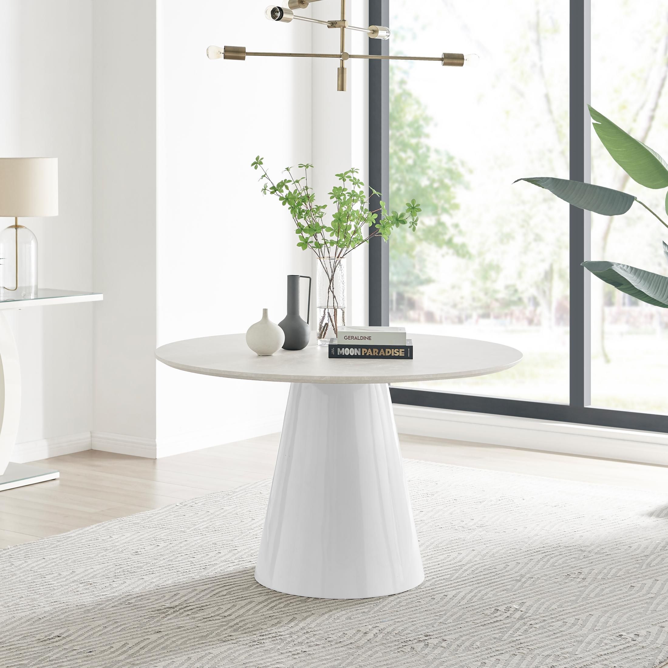 FurnitureboxUK Palma 120cm 6-Seater Round Pedestal Dining Table In Multiple Finishes in Beige