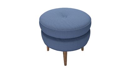 Felix Round Footstool in Oxford Blue Brushed Linen Cotton - sofa.com