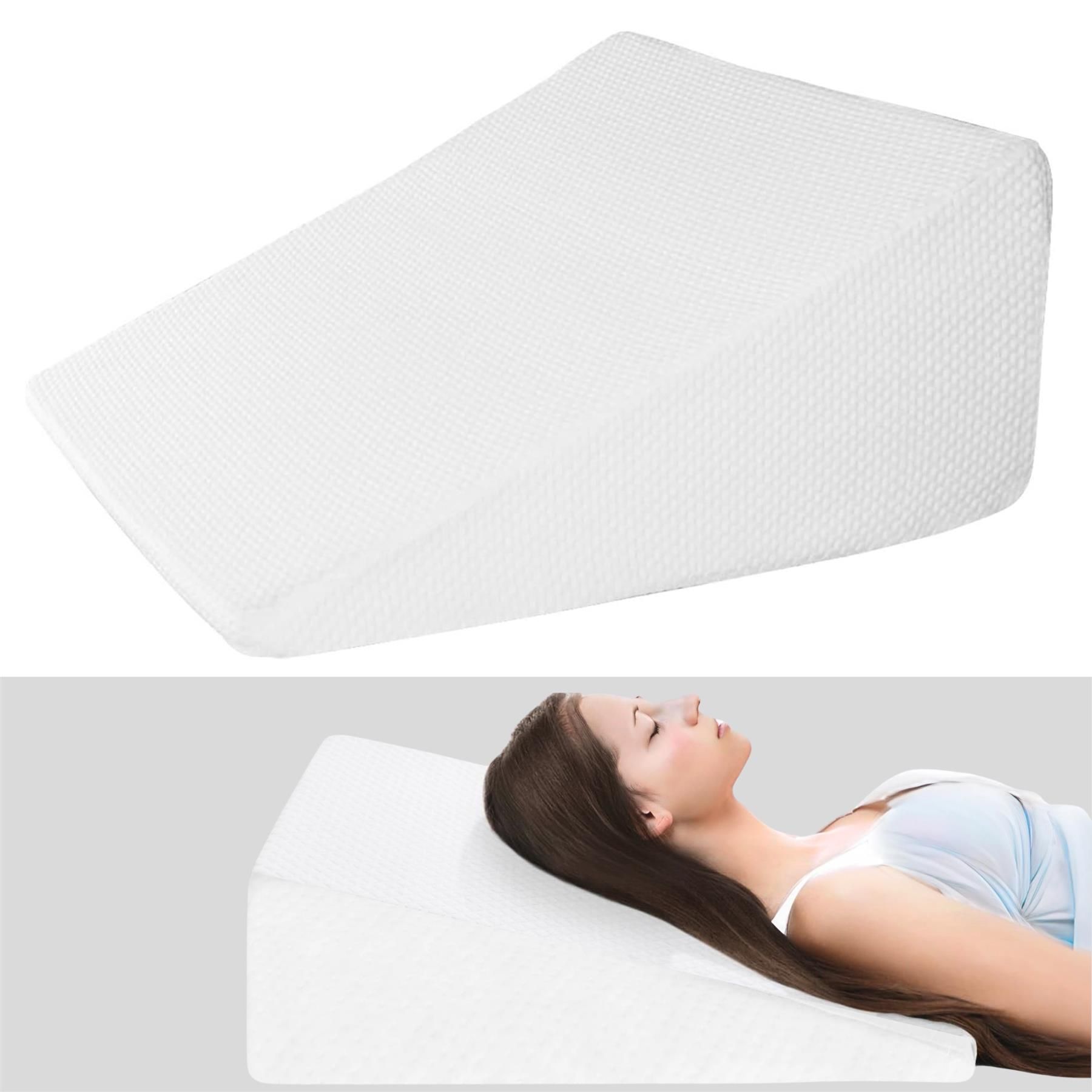 MANTRARAJ Large Memory Foam Wedge Pillow Back Support Cushion For Sleeping Reading in White