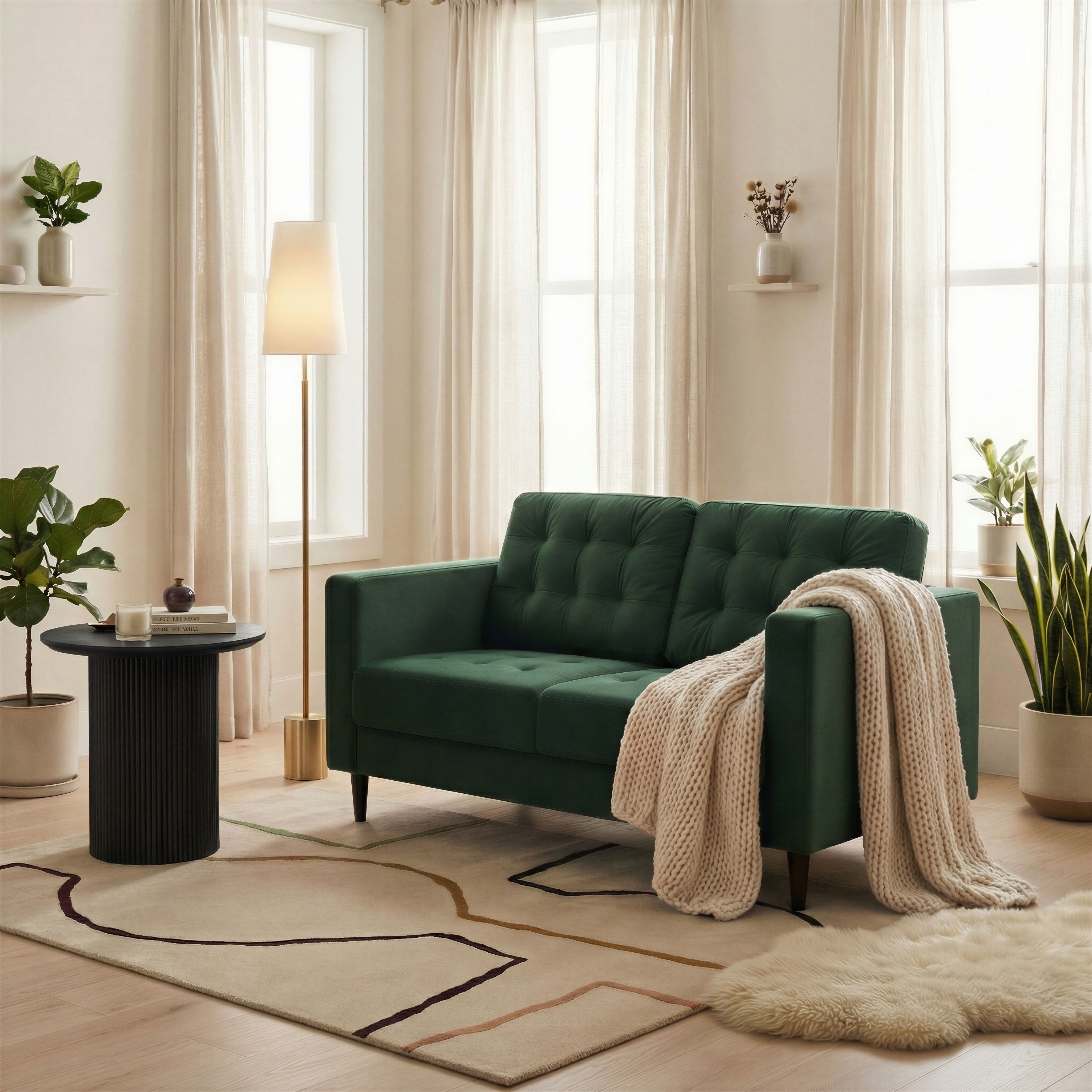 FurnitureboxUK Jade 2-Seater Soft Touch Velvet Sofa With Solid Wood Frame in Emerald