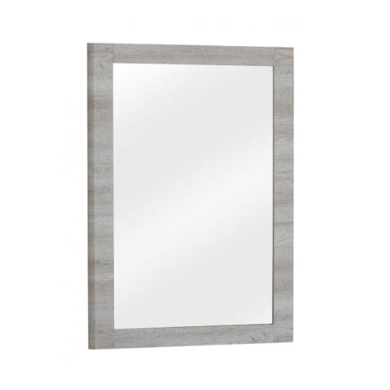 Rufford Wooden Wall Mirror Rectangular In Grey Oak Effect