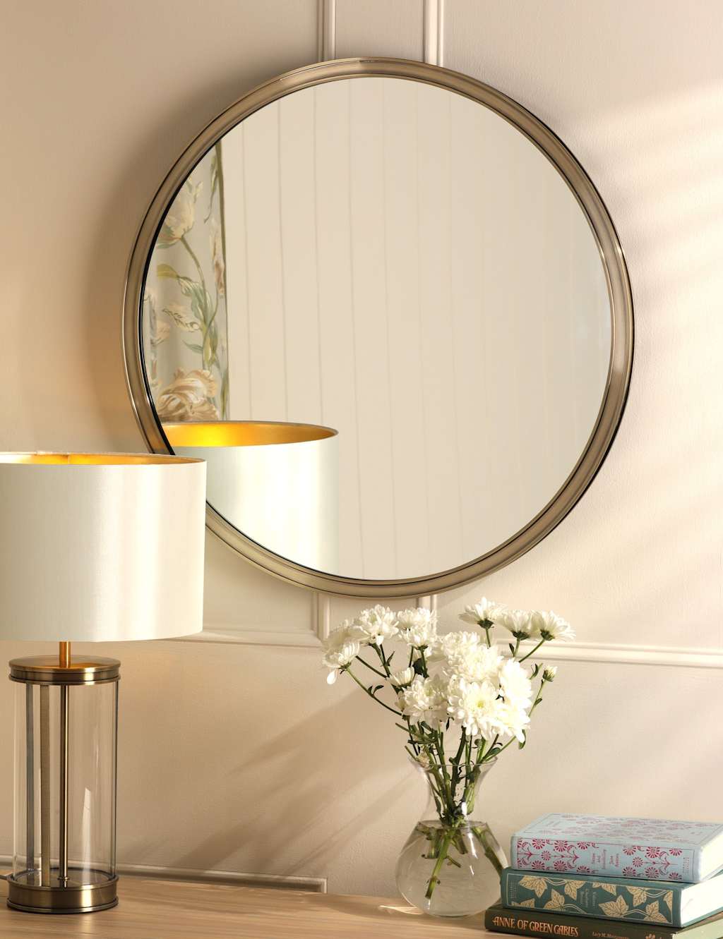 Laura Ashley Harrington Medium Round Wall Mirror Antique Brass