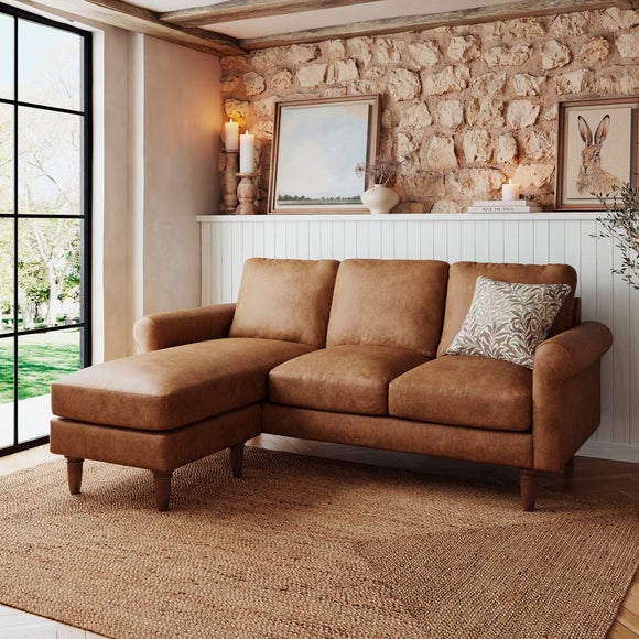 Maeve Compact Faux Leather Corner Chaise Sofa