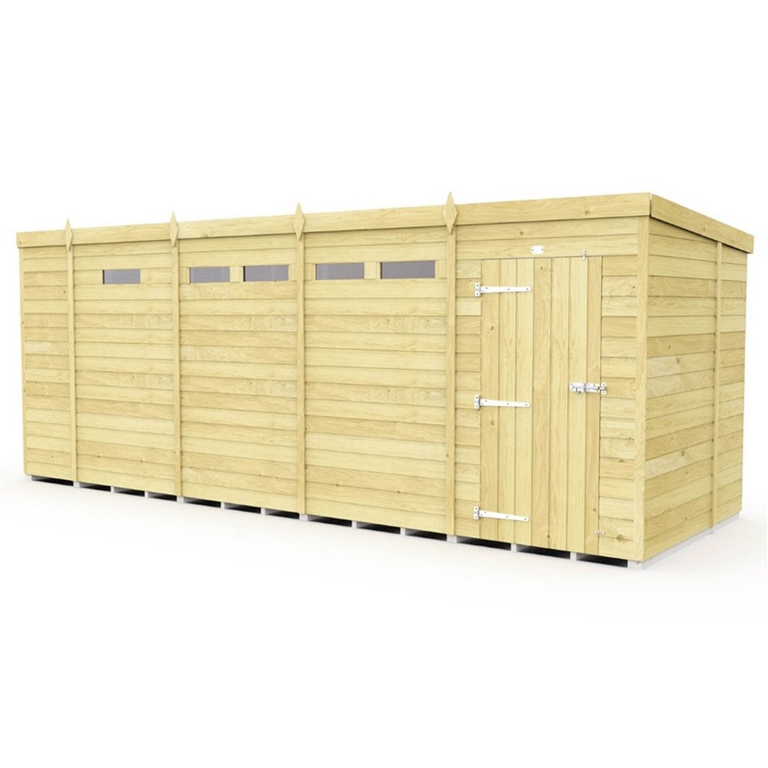 Buttercup Farm 17 x 6 Feet Pent Security Shed - Single Door - L178 x W492 x H201 cm in Brown