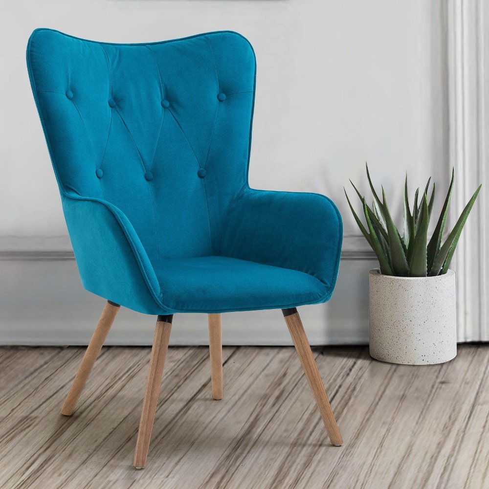 Willow Sapphire Velvet Fabric Chair