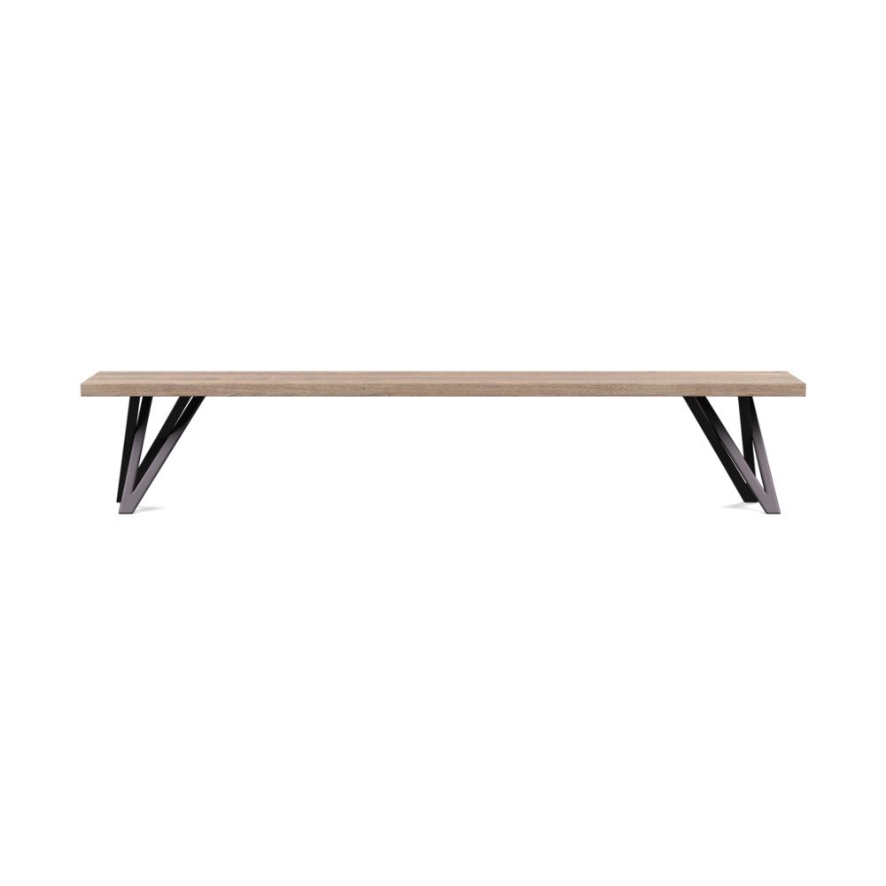 Heal's Vienna Bench 220x35cm Grey Oiled Oak Straight Edge Filled