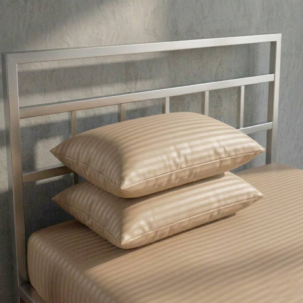Snug City Luxury 250TC Housewife Satin Stripe Pillowcase Pair Soft Touch in Beige