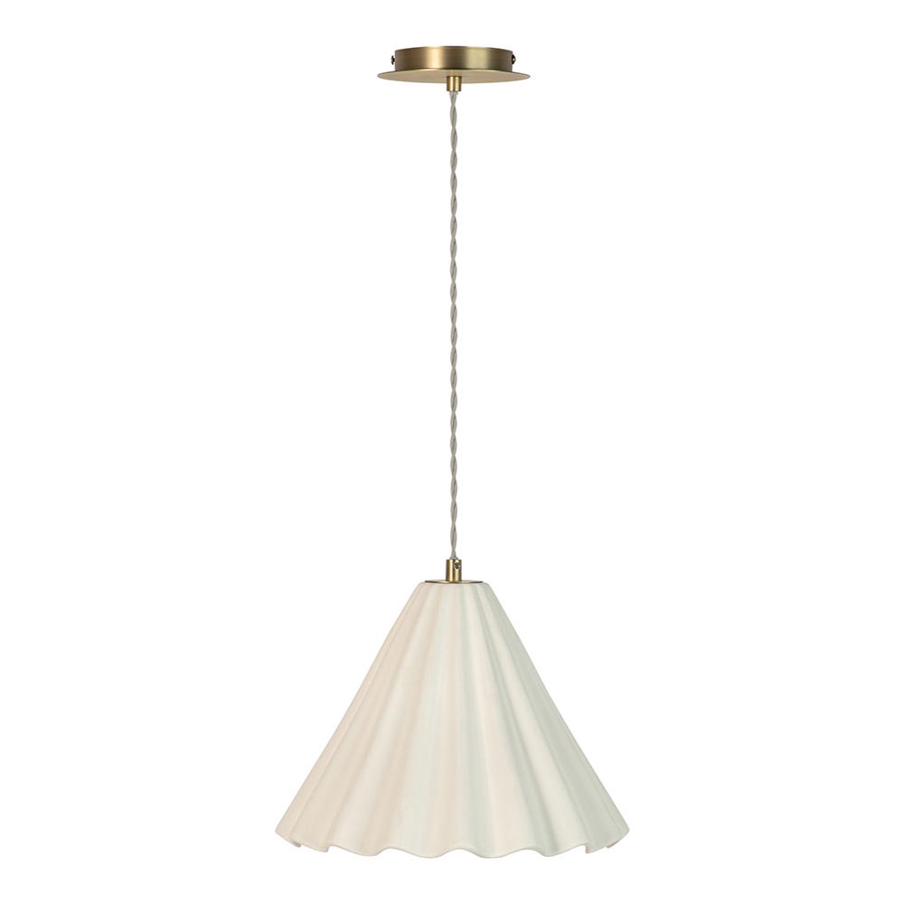Heal's Monroe Porcelain Pendant Light Large White & Brushed Gold 2