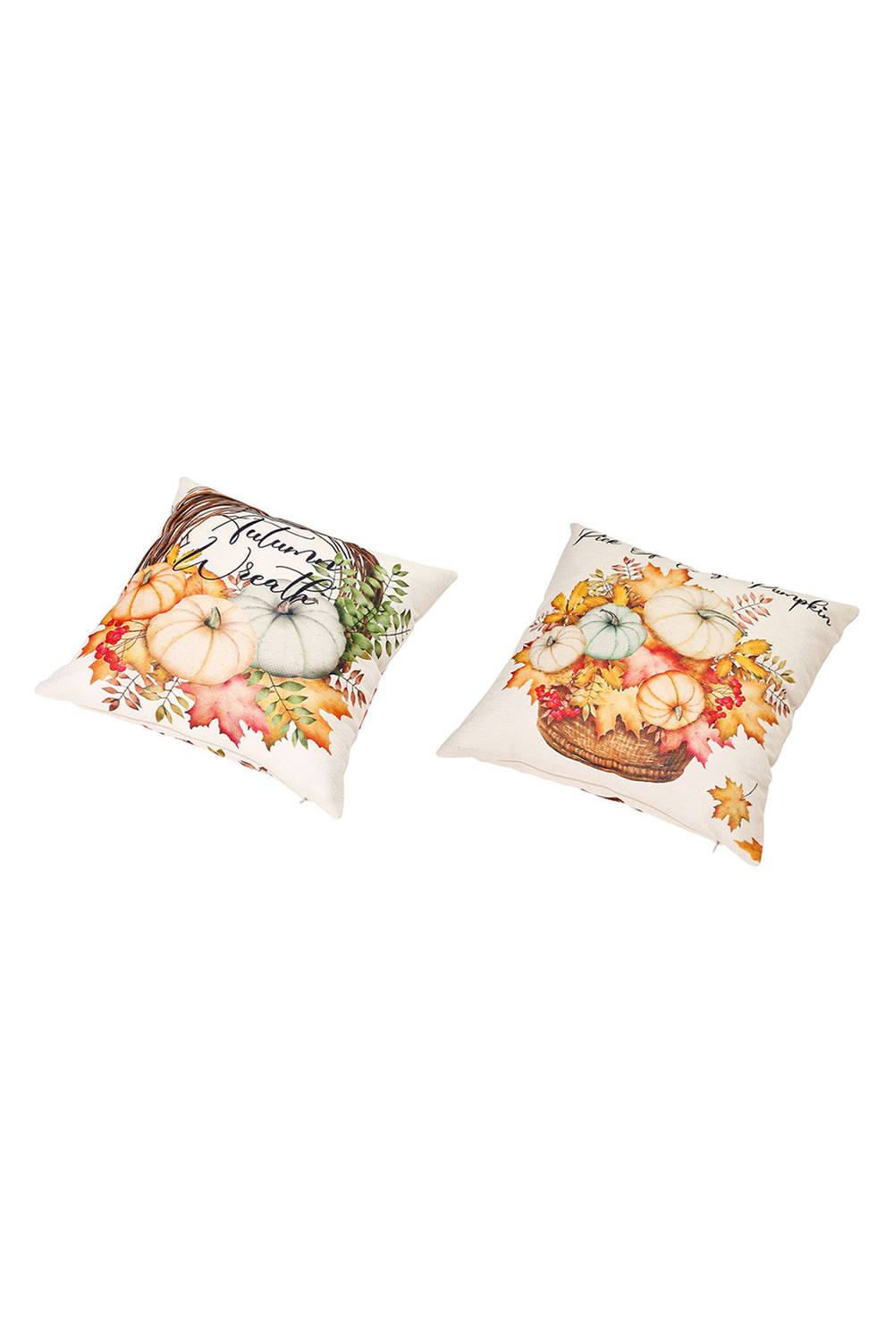 Living and Home Autumn Themed Pumpkin & Maple Leaves Pillow Cover