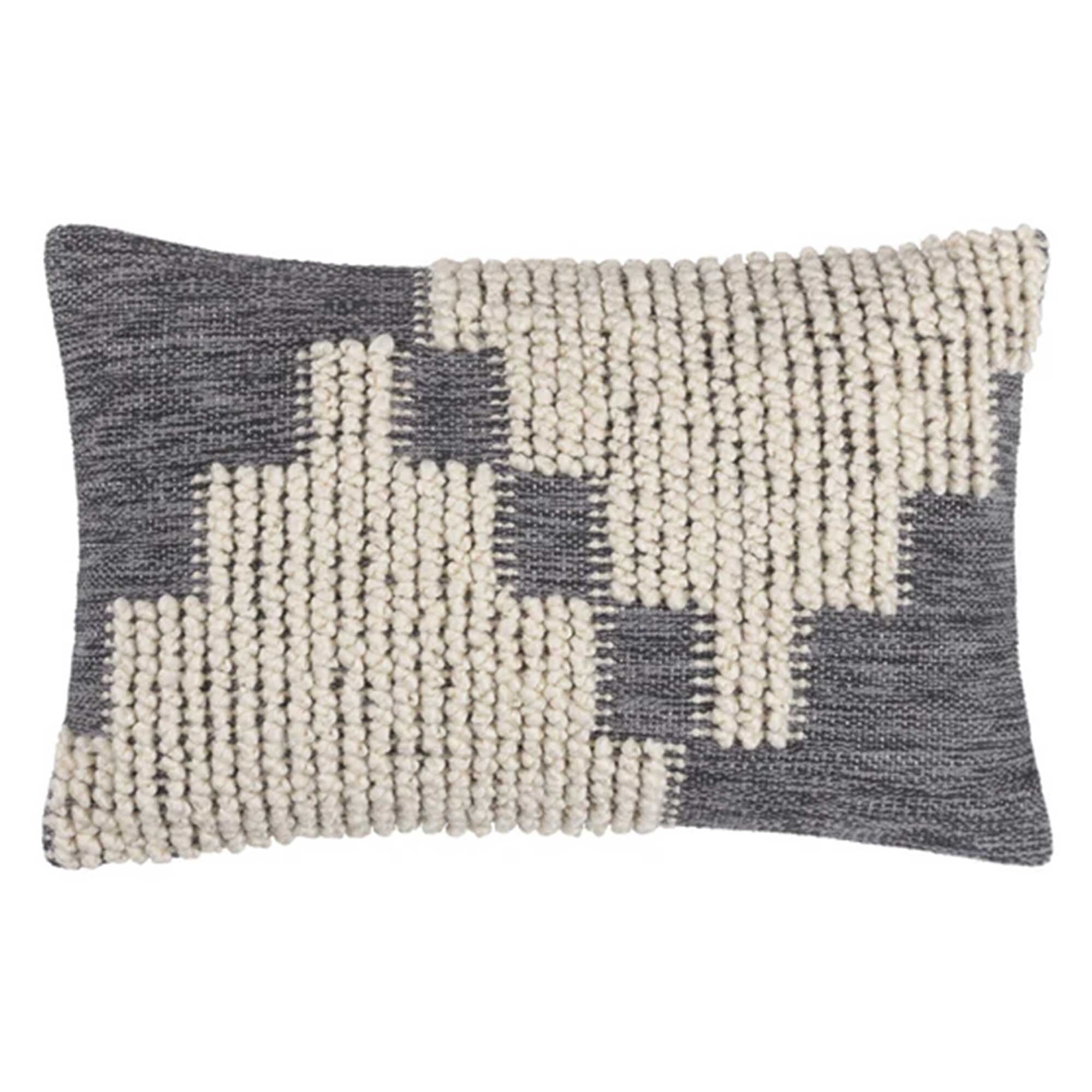 Charcoal Woven Knot Cushion, Square, Grey Cotton | Barker & Stonehouse