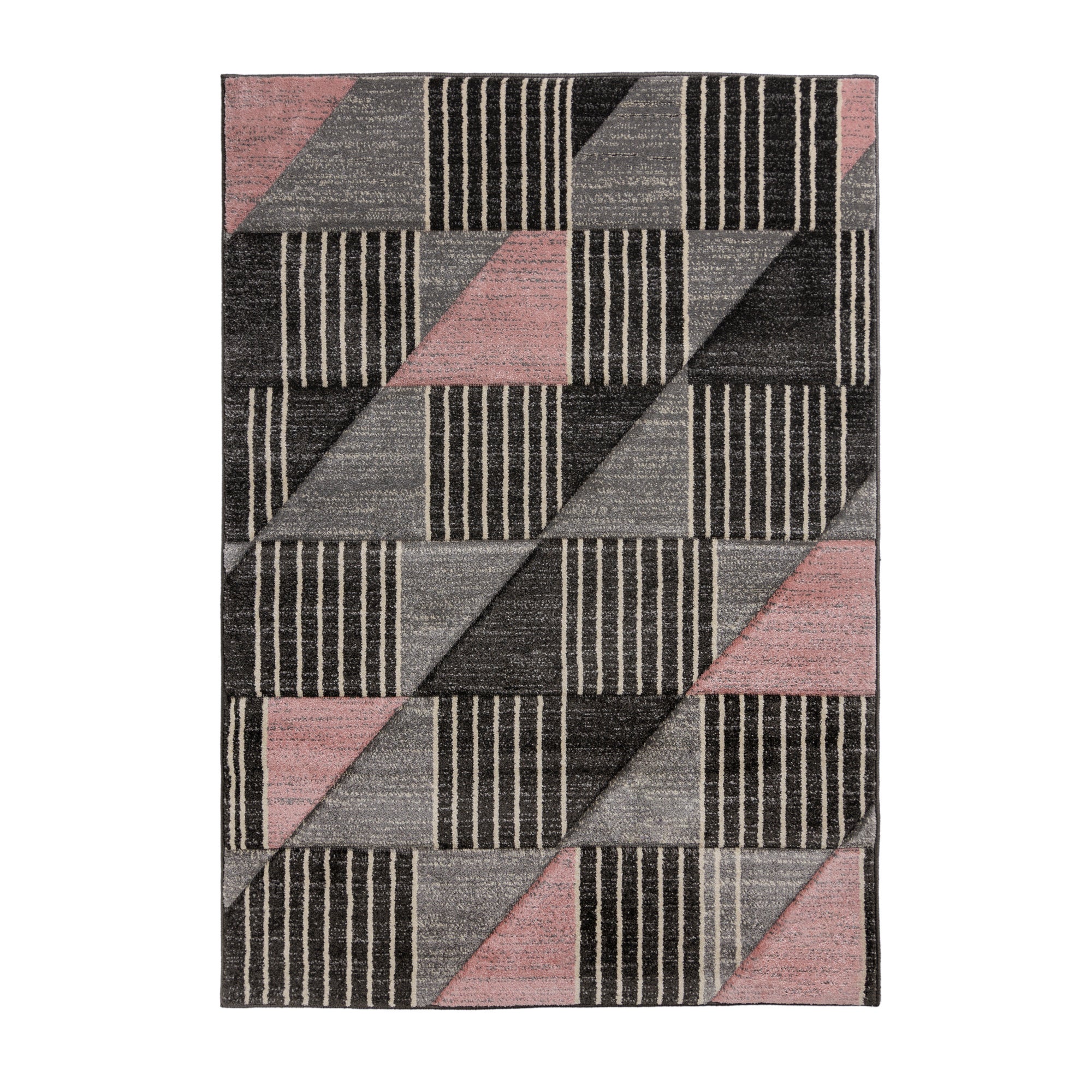 Velocity Geometric Rug Pink, Grey and Black