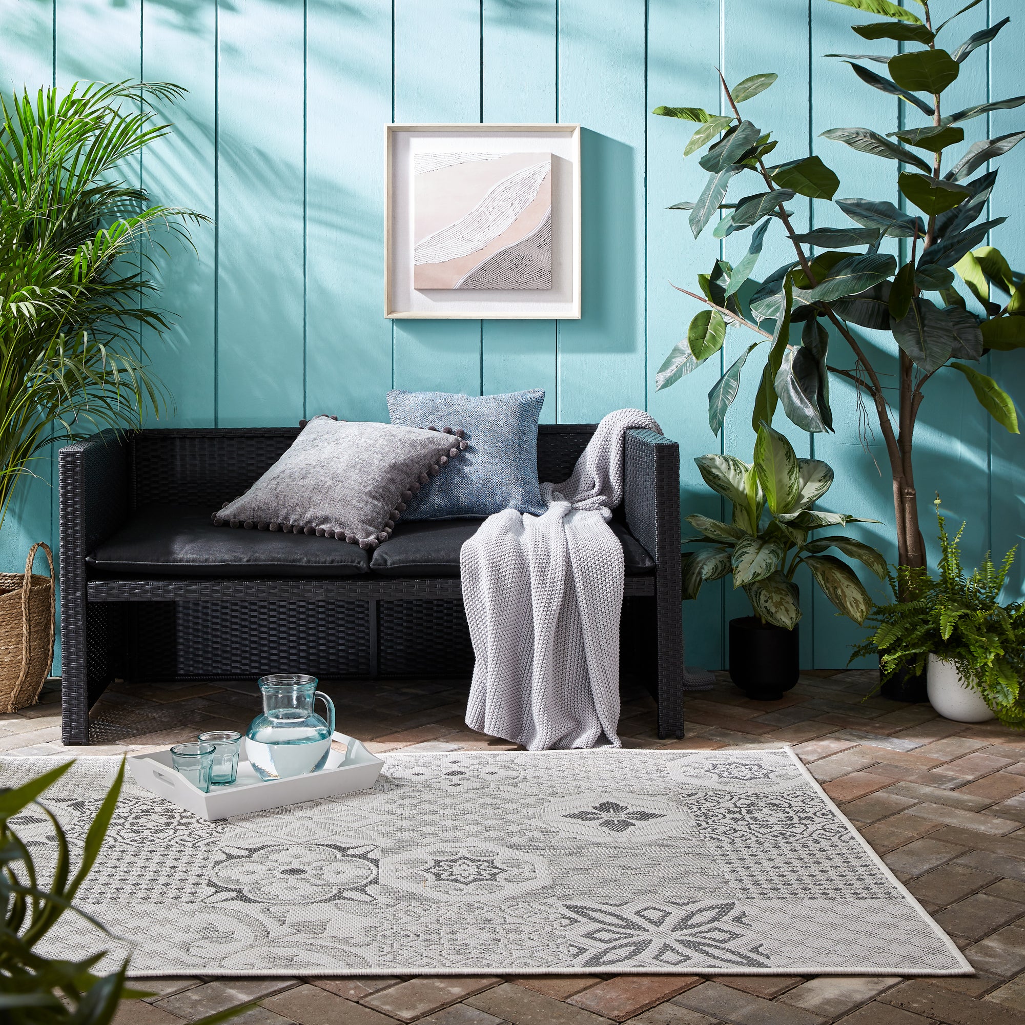 Purity Tile Indoor Outdoor Rug Grey