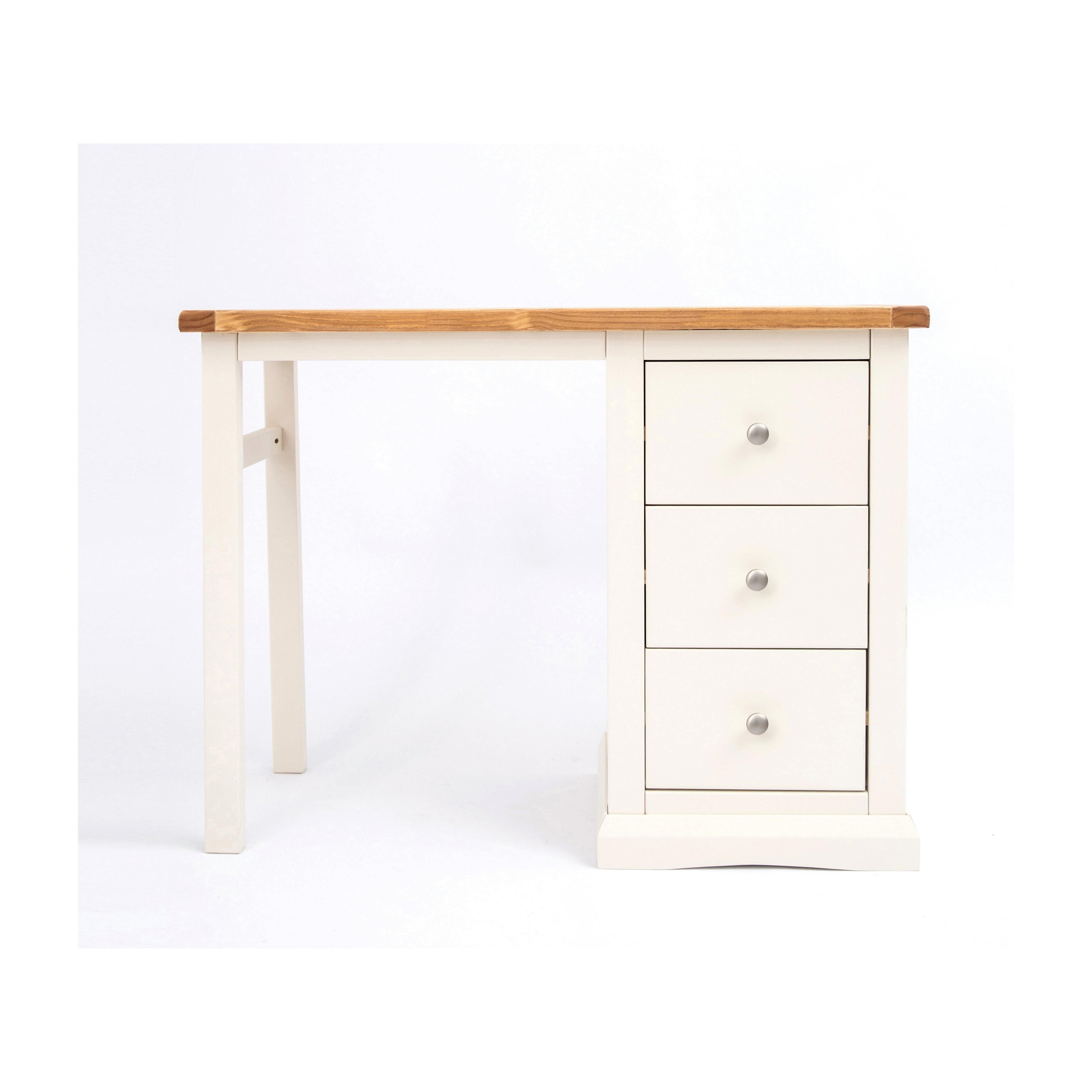 Cabinet Bits Castelli 3 Drawer Desk - Dressing Table Chrome Knob in Off-White