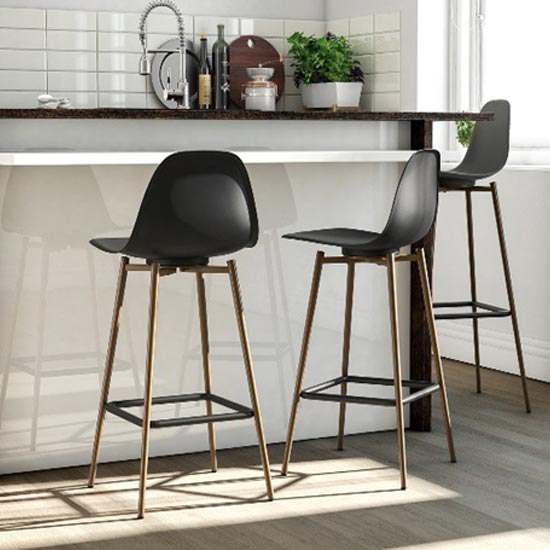 Copley Plastic Bar Stool In Black