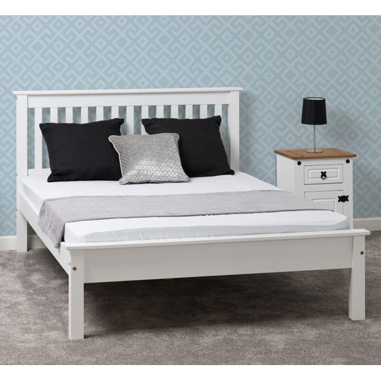 Monaco Wooden Low Foot End Super King Size Bed In White
