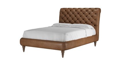Knightsbridge (No Footboard) Double Bed in Tan Vintage Leather - sofa.com