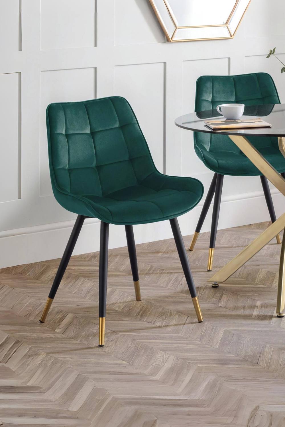 Julian Bowen Hadid Upholstered Dining Chair (Set of 2) in Green