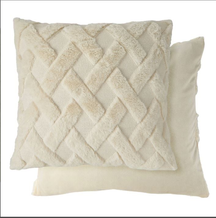 New Edge Blinds Newton Cross Hatch Collection Soft Touch Cushion Cover in Cream