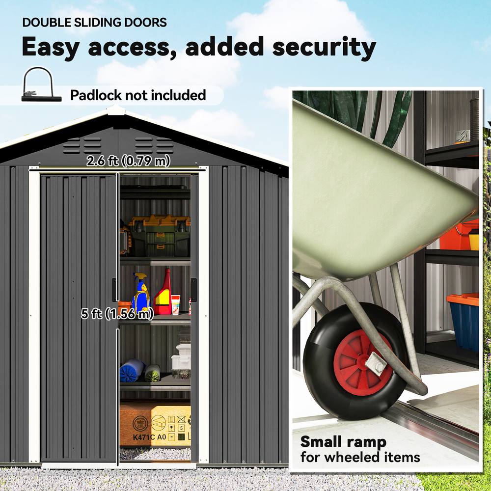 OUTSUNNY 6.5x3.5ft Metal Garden Shed for Garden, Dark Grey 6