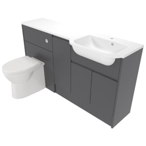 Deccado Clifton Charcoal Grey Right Hand 1500mm Fitted Vanity & Toilet Pan Unit Combination with Right Hand Basin