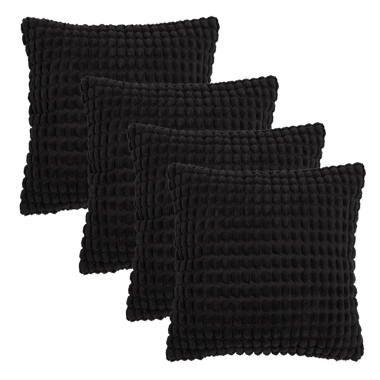 OHS 4 Pack Bobble Cushion Covers Home Decor Set in Black