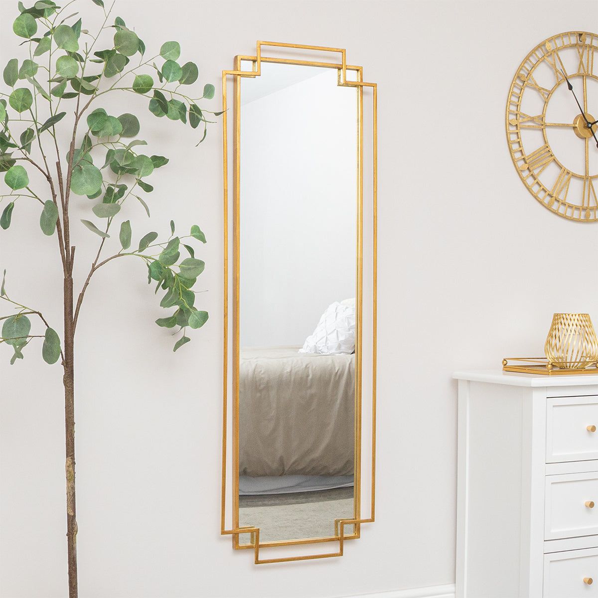 Melody Maison Gold Art Deco Wall Mirror 142cm X 47cm