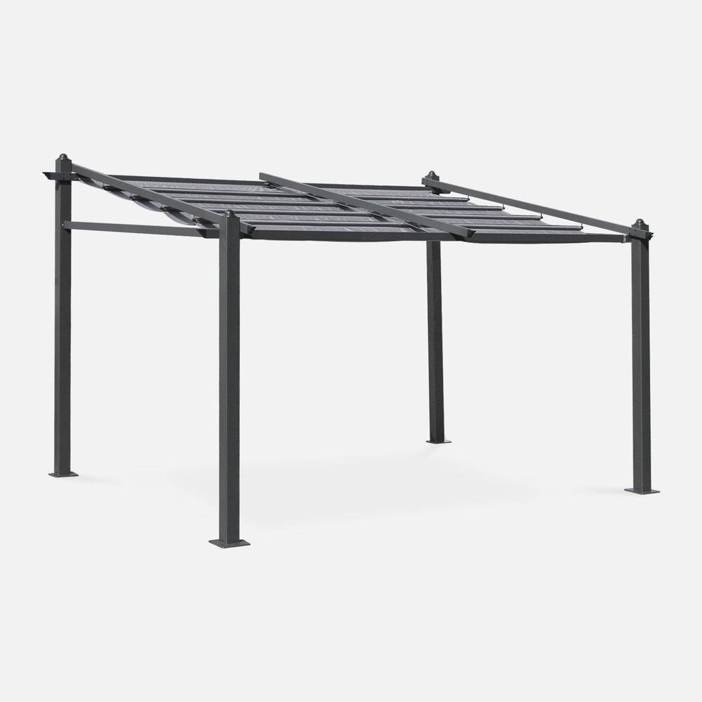 sweeek 3x4m Outdoor Retractable Aluminium Pergola With Canopy in Grey
