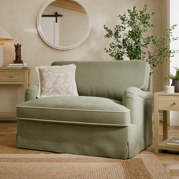 Beatrice II Faux Linen Fixed Loose Cover Snuggle Chair