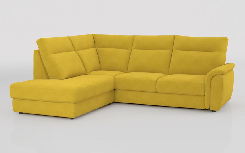 Green Fabric Ginestreto 1 Corner 3 Sofa with Sliding Footrest & Left Hand Facing Storage Lounger