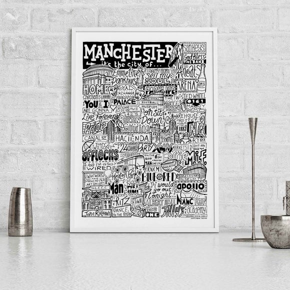 Sketchbook Design Manchester Landmarks Framed Print