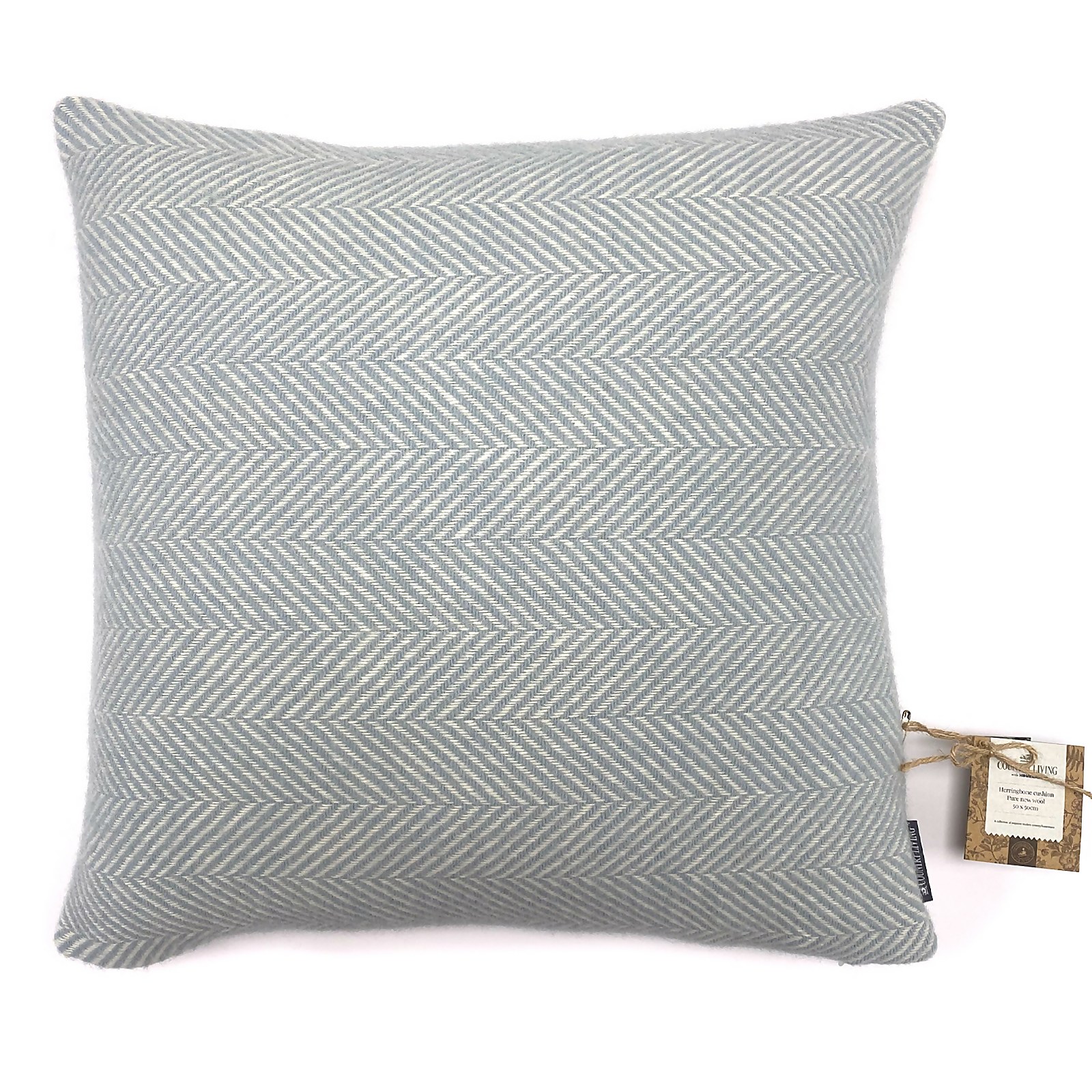 Country Living Wool Herringbone Cushion - 50x50cm - Duck Egg