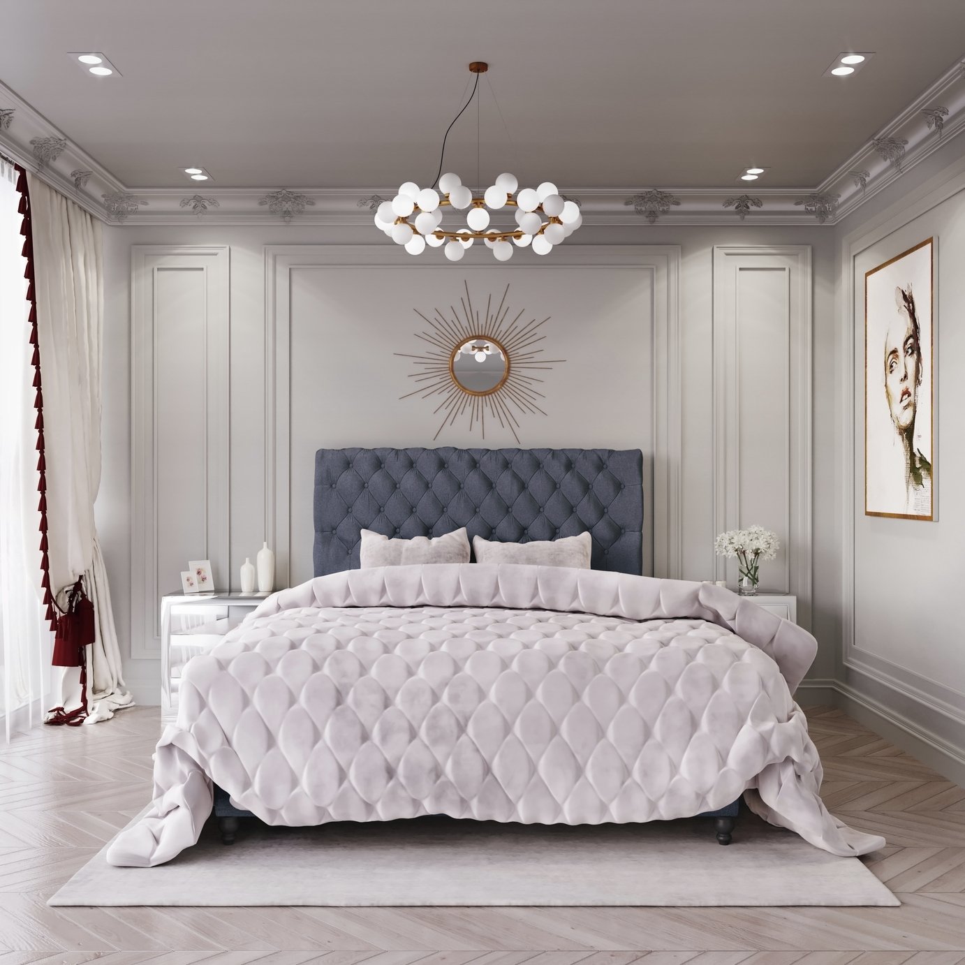 MiBed Cheshire Fabric Superking Bed Frame - Blue
