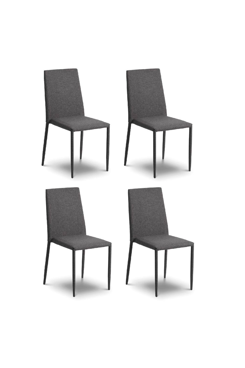 Julian Bowen Jazz Fully Upholstered Stacking Dining Chair (Set of 4) in Grey 3