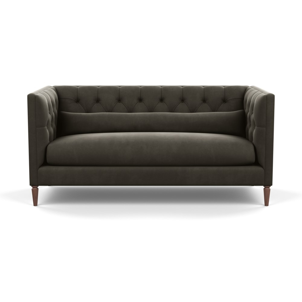 Heal's Balmoral 3 Seater Sofa Velvet Charcoal Walnut Feet