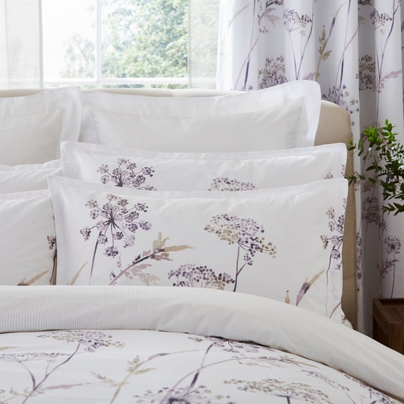 Dorma Purity Meadow Mauve 100% Cotton Oxford Pillowcase Pair