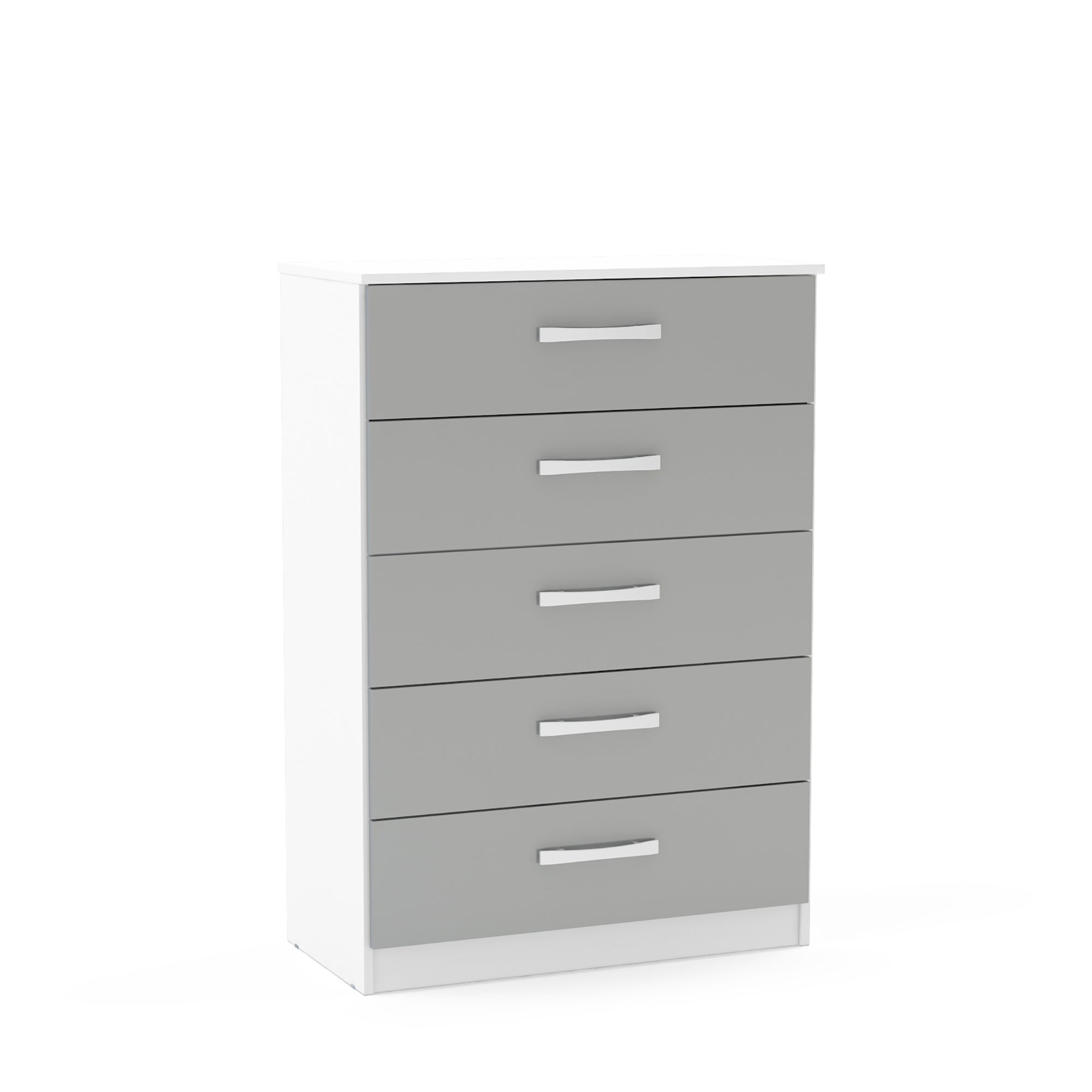 Lynx White and Grey 5 Drawer Chest Grey