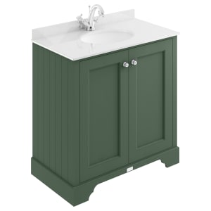 Bayswater Victrion Hunter Green Traditional Freestanding Vanity Unit & White Marble Top Basin - 800mm