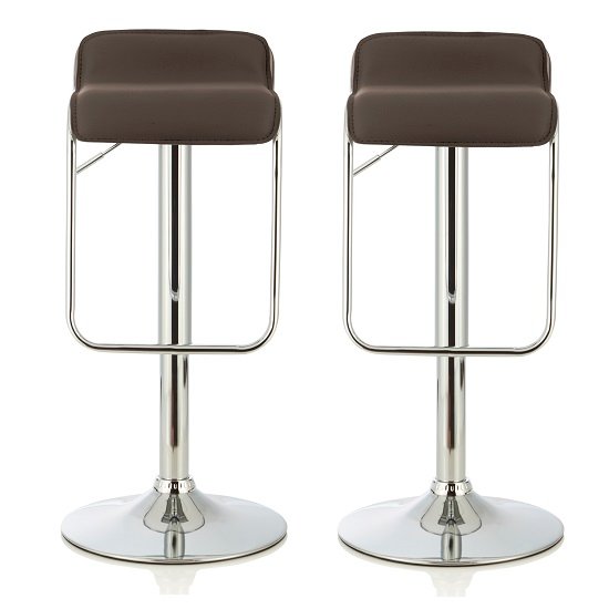 Mestler Modern Bar Stool In Cappuccino Faux Leather In A Pair