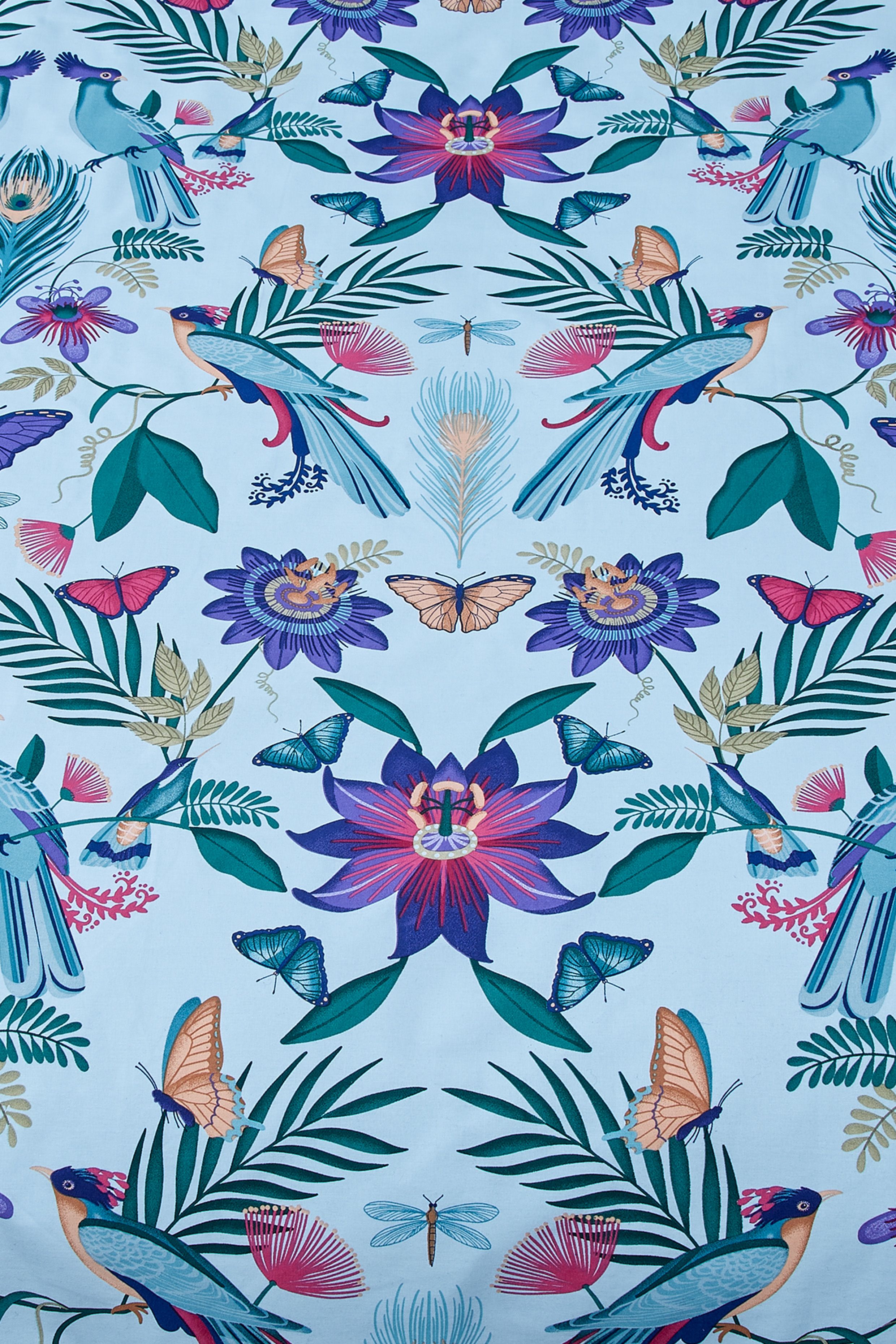 Catherine Lansfield 'Mya Tropical Floral' Reversible Duvet Cover Set in Duck Egg Blue 4