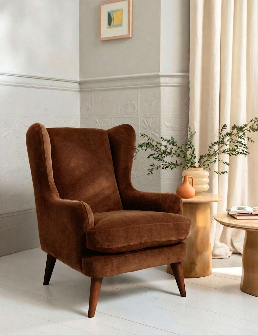 BARKER AND STONEHOUSE Sven Chenille Armchair Dark Brown