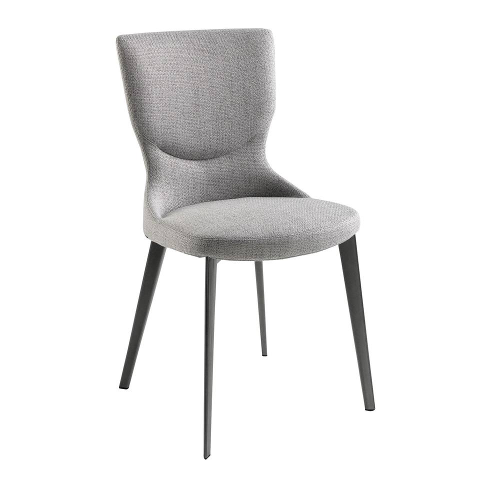 Angel Cerda Grey Fabric Dining Chair, Anthracite Stainless Steel