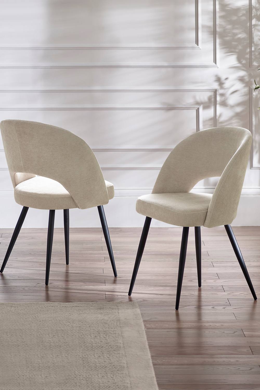 Julian Bowen Ella Curved Back Upholstered Dining Chair (Set of 2) in Beige