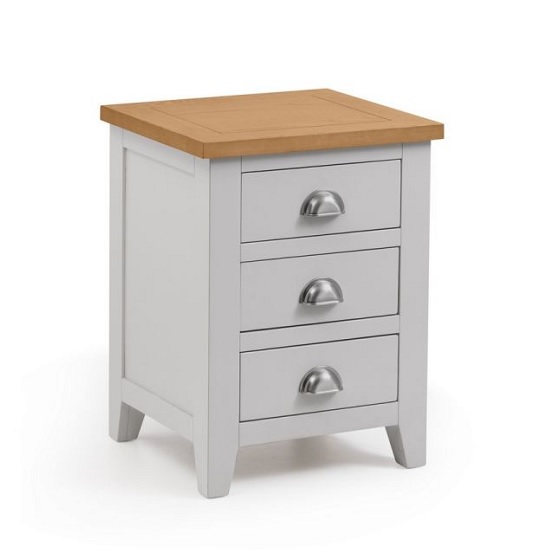 Bohemia Wooden Bedside Cabinet In Grey With 3 Drawers