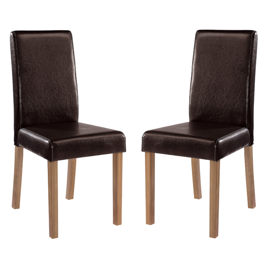 Oakridge Brown Finish Dining Chairs In Pair