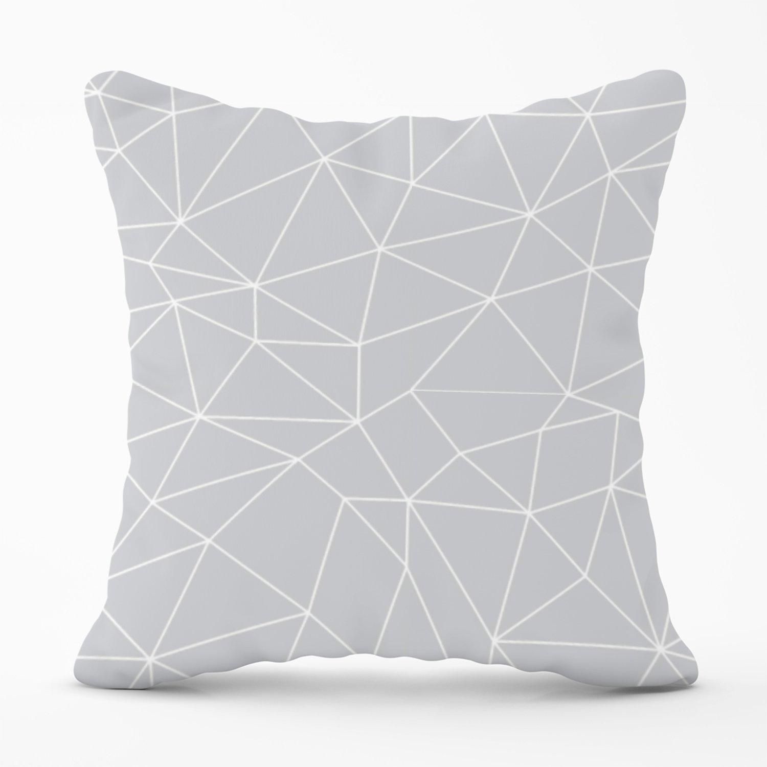 Warren Reed - Designer Geometric Triangle Pattern Outdoor Cushion in Grey