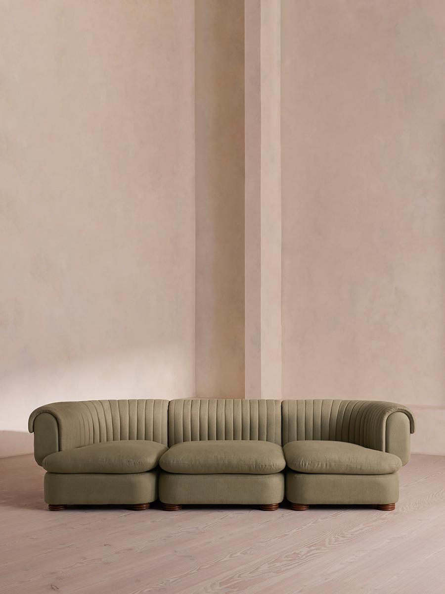 Rava Modular Sofa, Four Seater, Linen, Sage