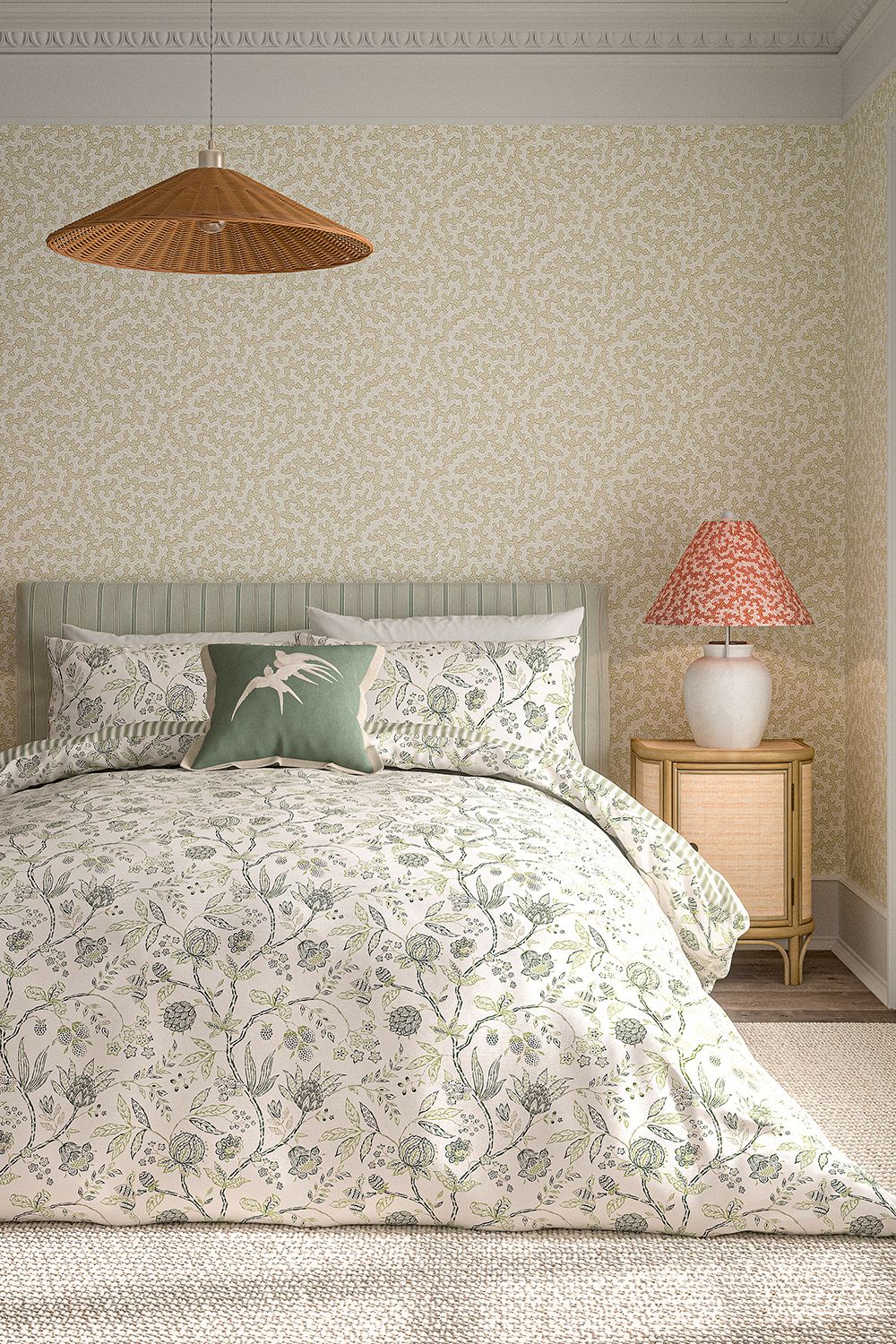 Sanderson 'Solaine' Cotton Duvet Cover Set in Green