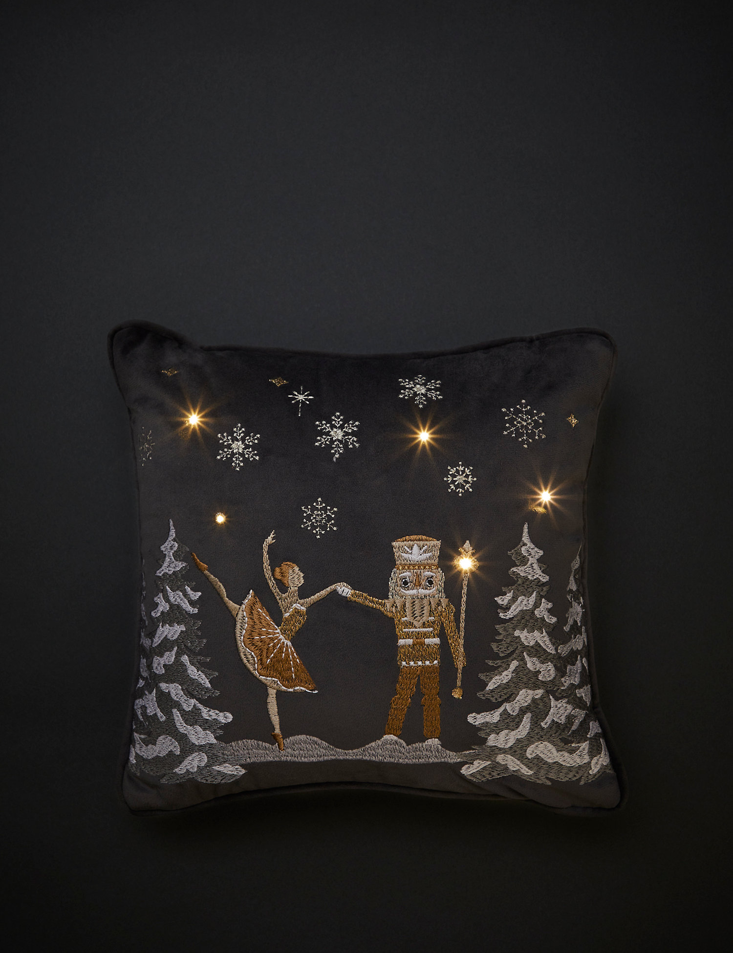M&S Velvet Nutcracker Small Light Up Cushion