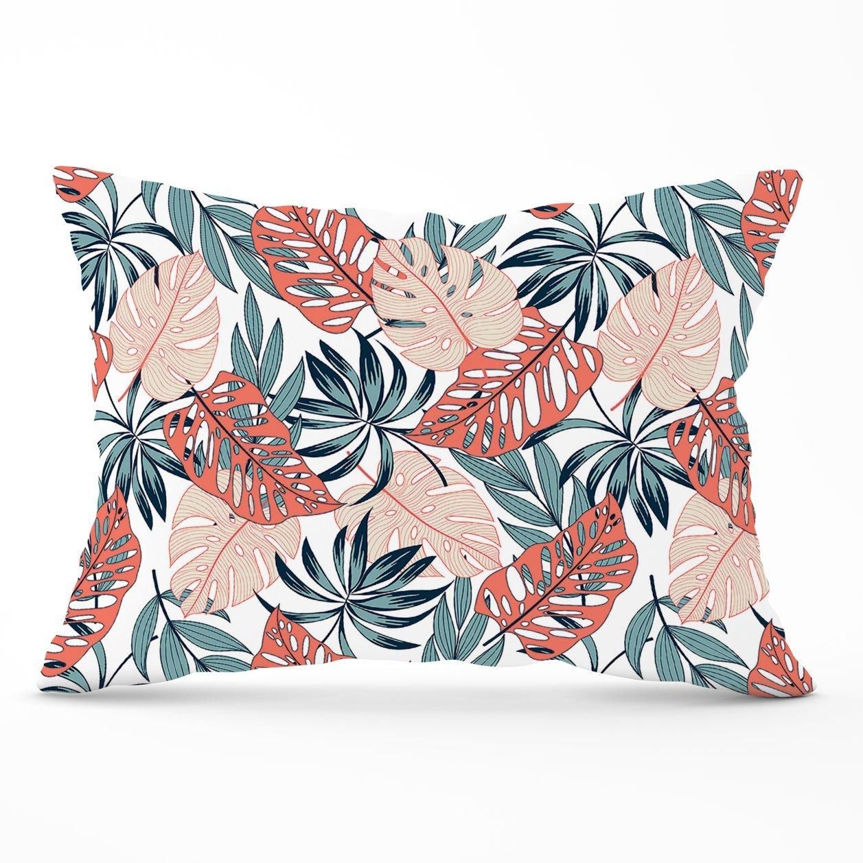 Warren Reed - Designer Tropical Leaf Pattern Cushions in Green