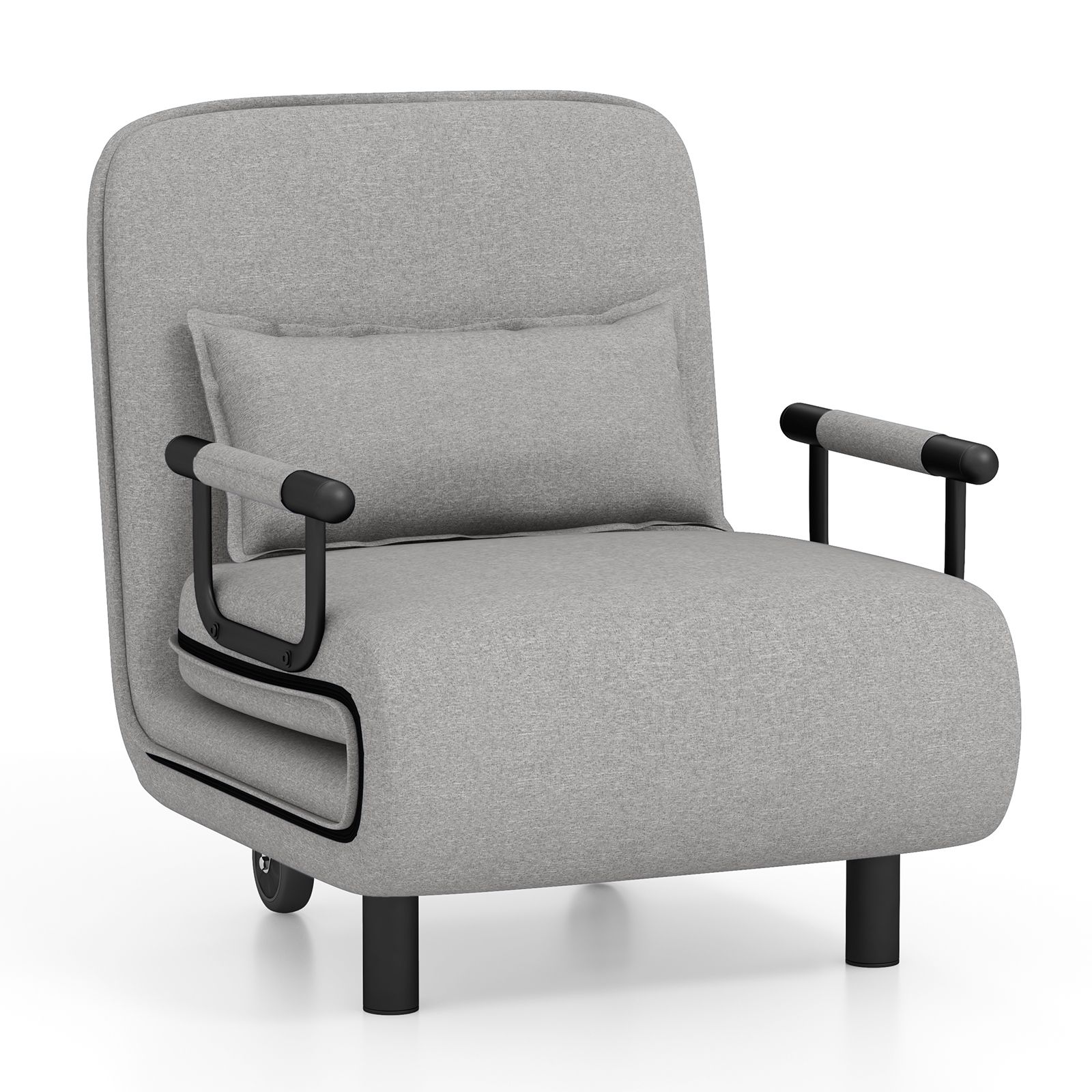 Costway 3-in-1 Convertible Sofa Bed Sleeper Chair w/Lumbar Pillow in Grey